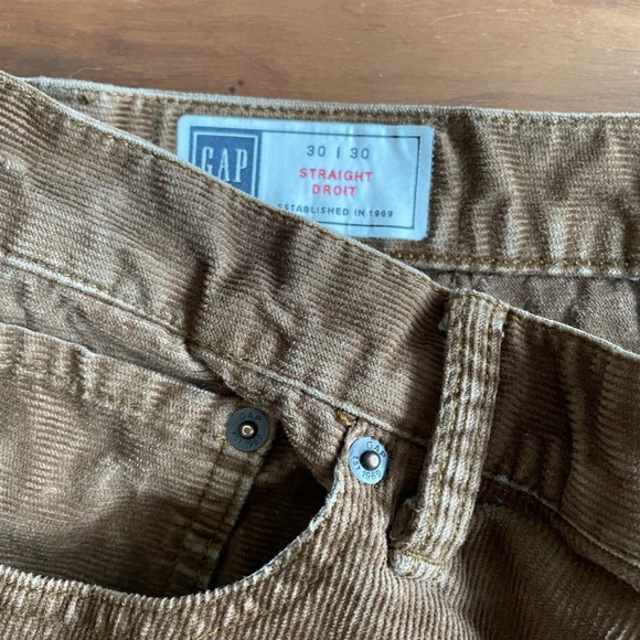 Mens GAP Straight Brown Corduroy Pants 30x30 - Picture 3 of 4